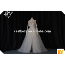 Sexy Vintage Destacáveis ​​Strap Vestidos de casamento Long Sleeve Mermaid Vestidos de casamento Muslim Long Train Vestido de noiva